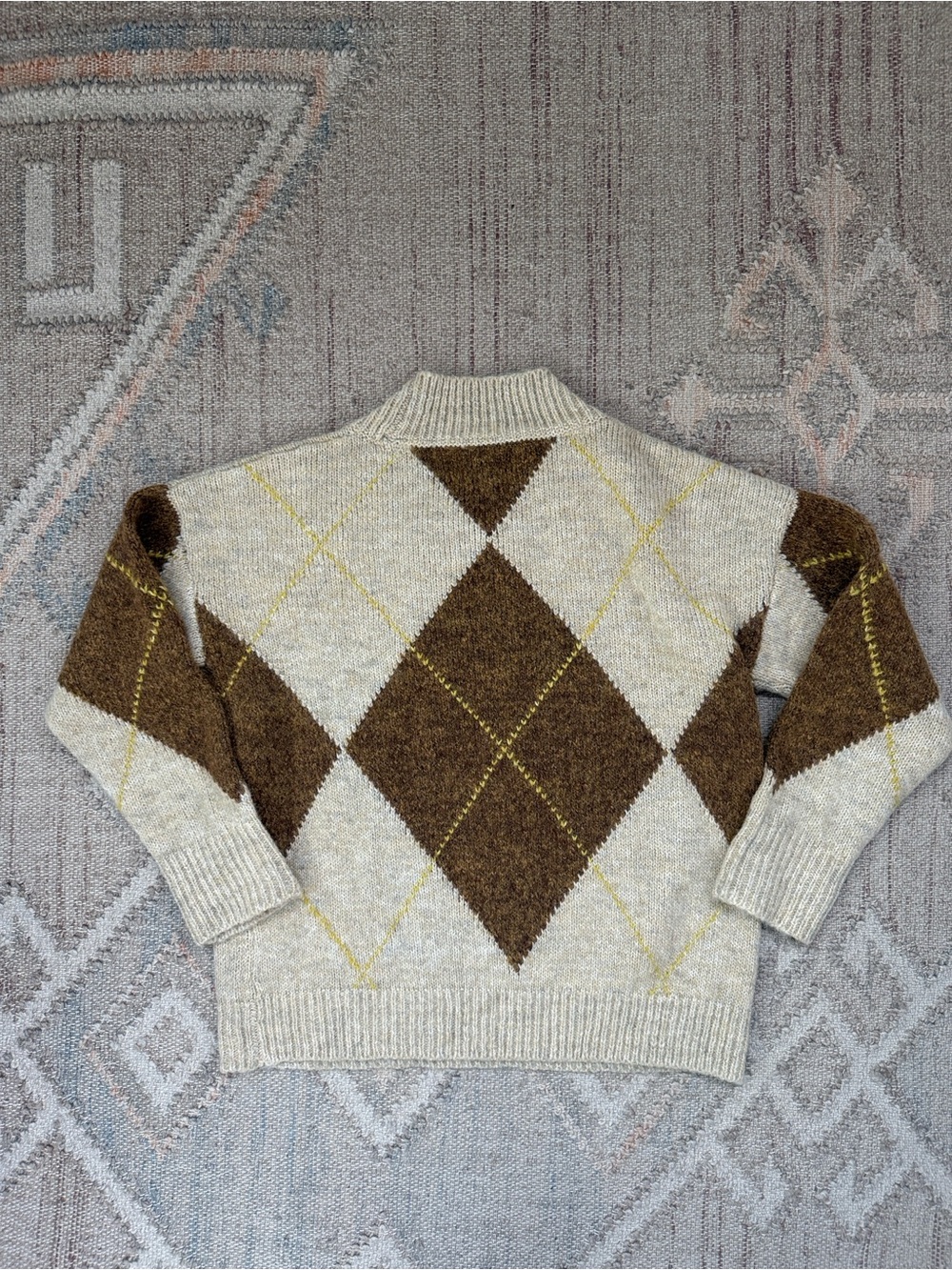 Fat Face Argyle V-Neck Sweater - Picture 7 of 13